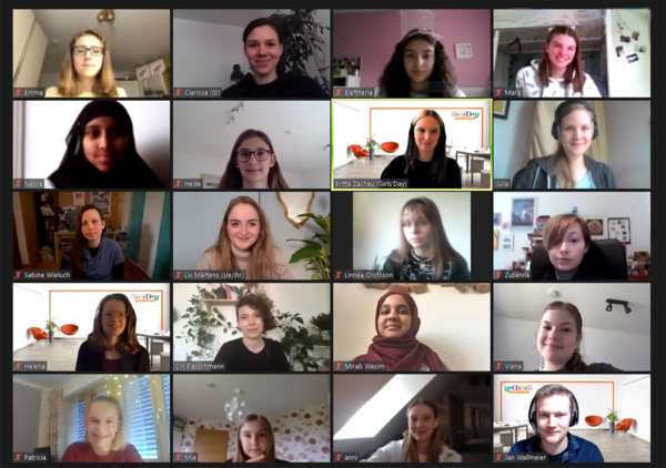 Screenshot der Videokonferenz des Workshop Girls'Day und GI