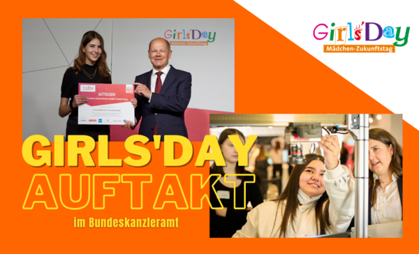 Bundeskanzler Olaf Scholz mit Schülerin beim Girls'Day-Auftakt