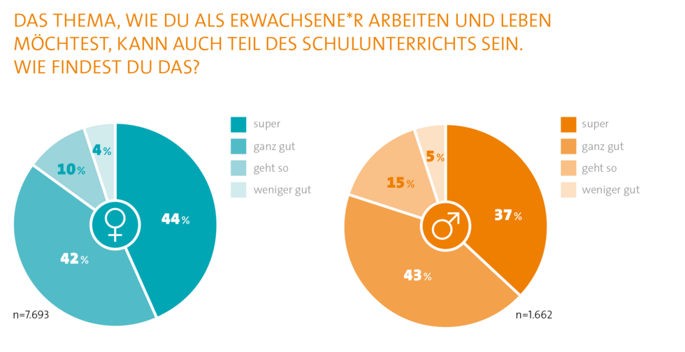 Grafik zu Inhalten des Schulunterrichts in Bezug auf Berufs- und Lebensplanung